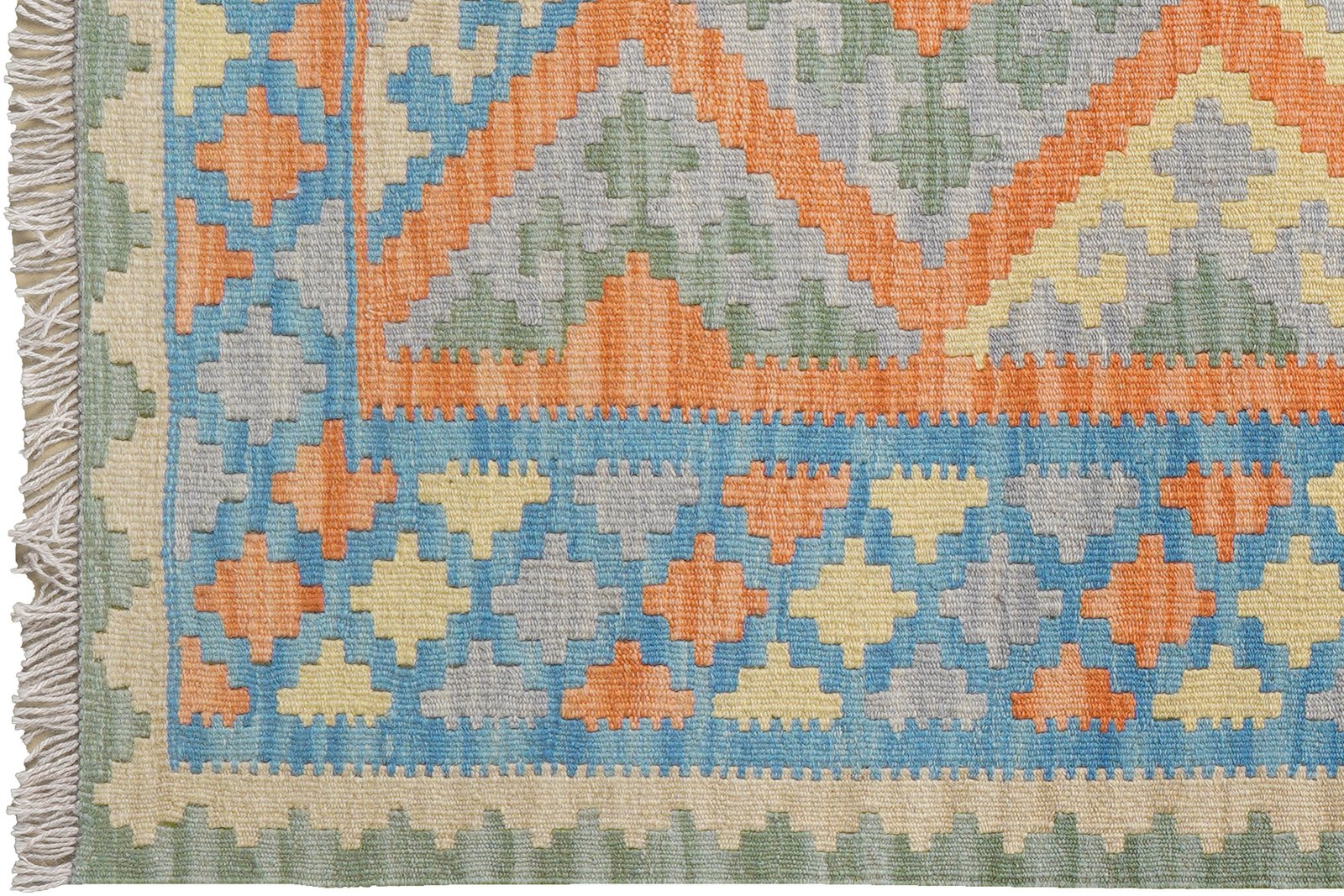 Kelim Gashgai — Handmade, 107x141 cm, Orange, 100% Virgin Wool | View 3