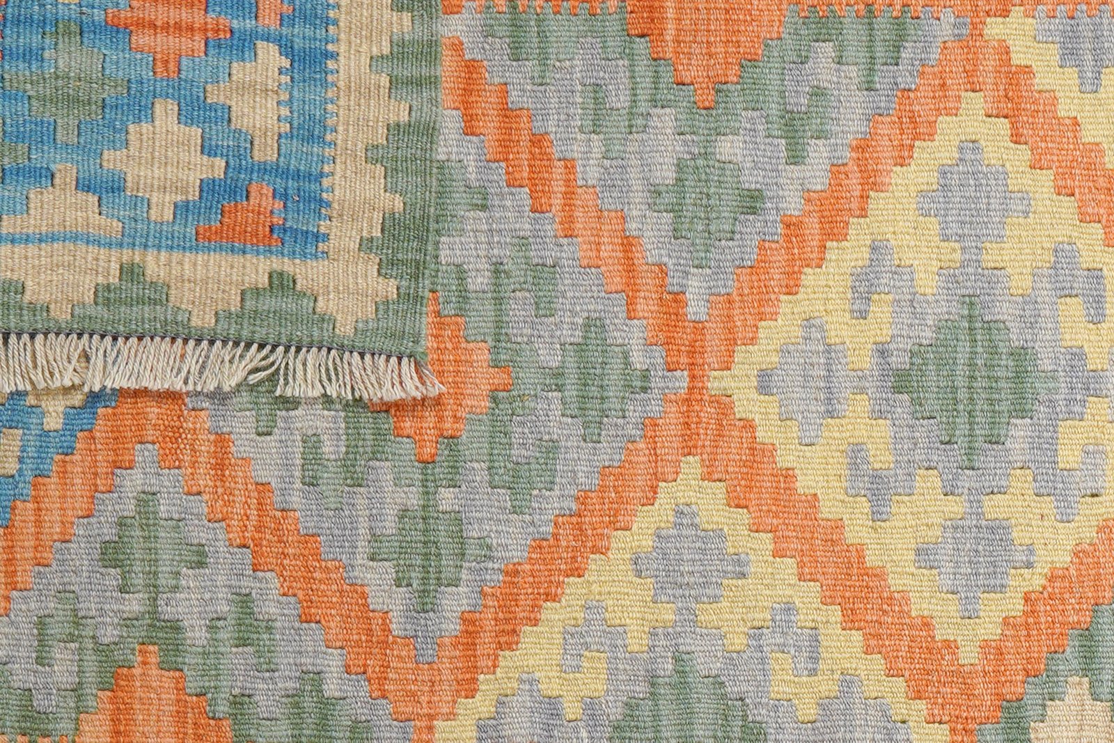 Kelim Gashgai — Handmade, 107x141 cm, Orange, 100% Virgin Wool | View 6