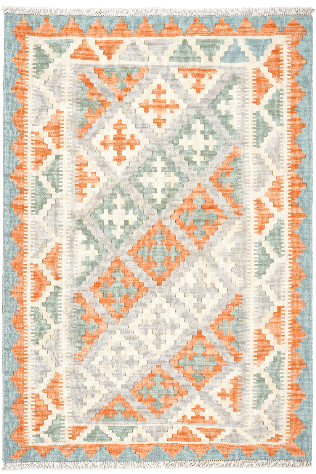 Kelim Gashgai — Handmade, 100x146 cm, Grey, 100% Virgin Wool | Main view