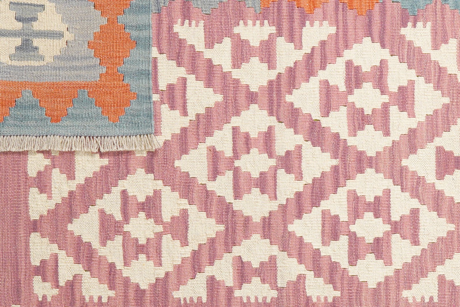 Kelim Gashgai — Handmade, 125x177 cm, Pink, 100% Virgin Wool | View 6