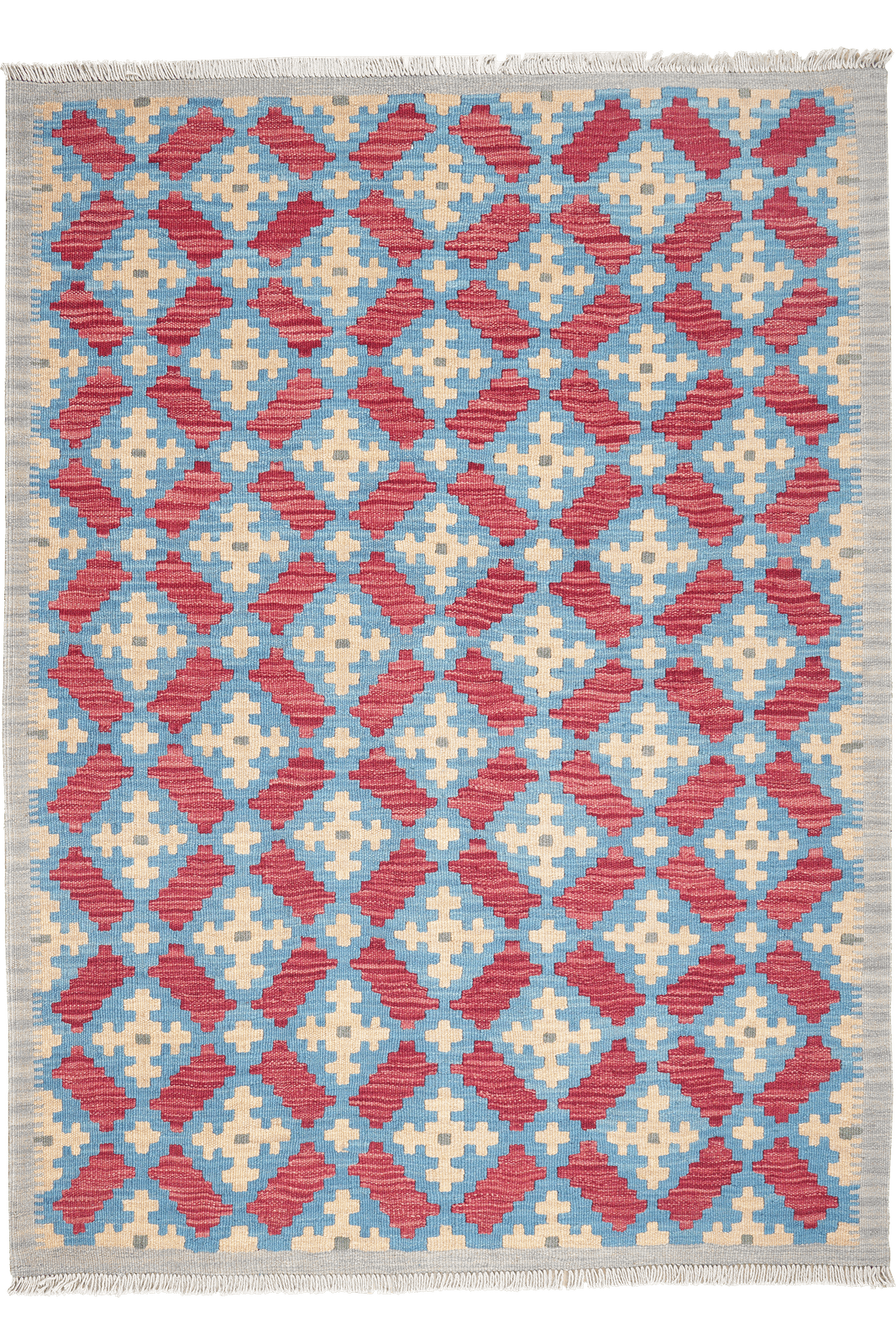 Kelim Gashgai — Handmade, 128x175 cm, Blue, 100% Virgin Wool | Main view