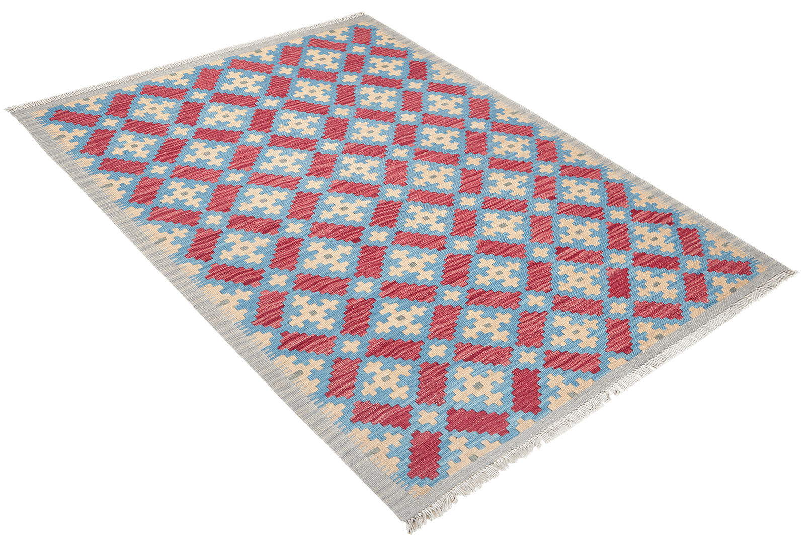 Kelim Gashgai — Handmade, 128x175 cm, Blue, 100% Virgin Wool | View 4