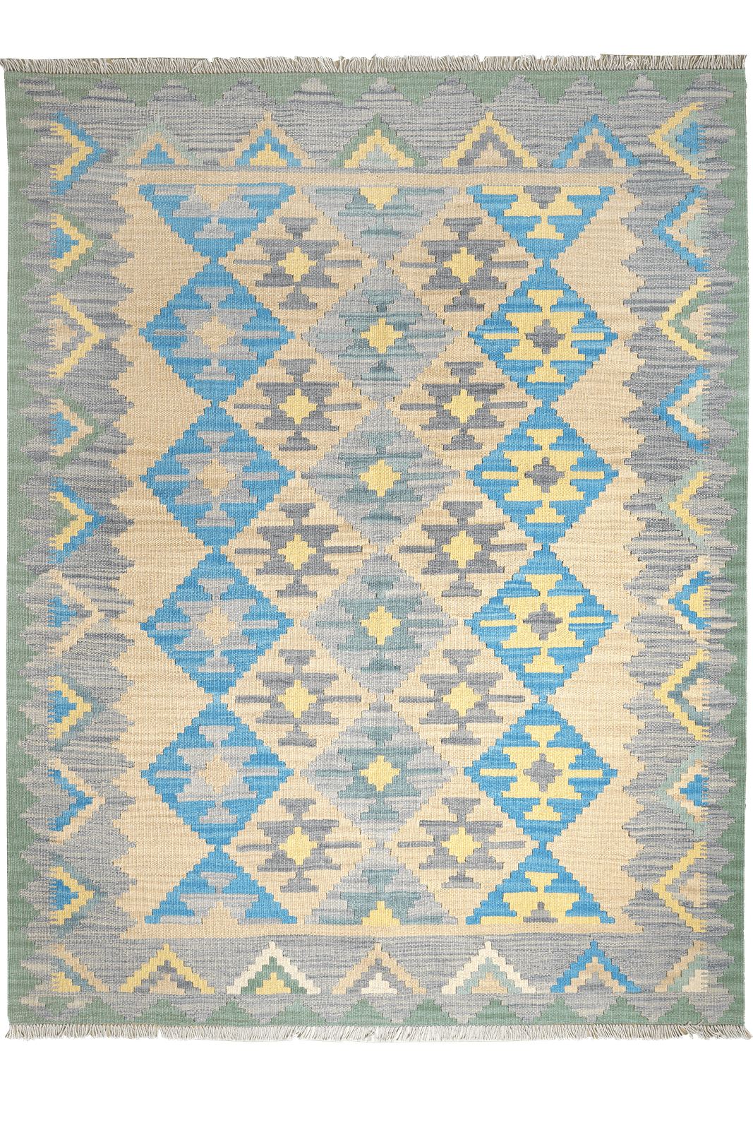 Kelim Gashgai — Handmade, 170x223 cm, Beige, 100% Virgin Wool | Main view