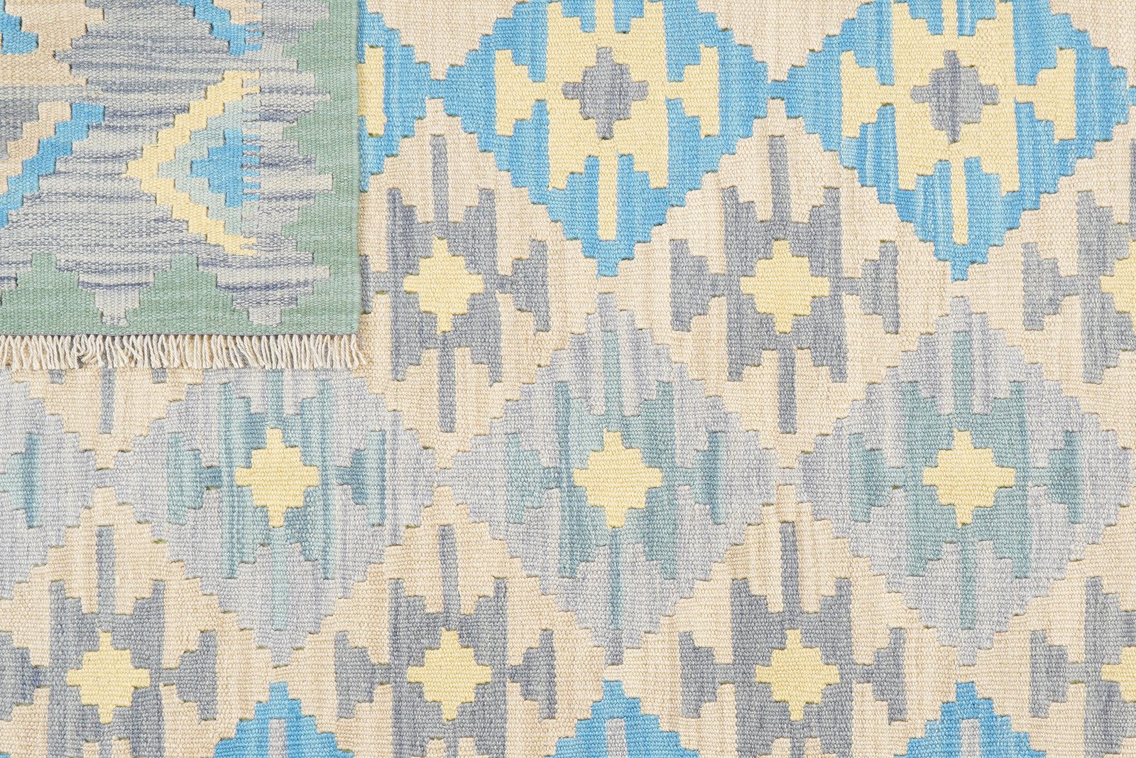 Kelim Gashgai — Handmade, 170x223 cm, Beige, 100% Virgin Wool | View 6