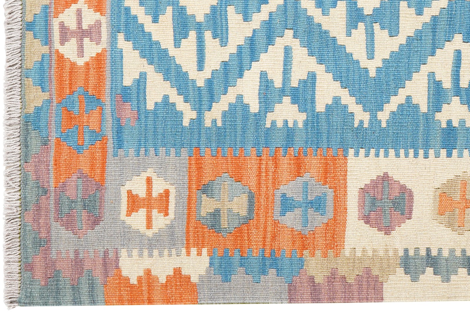Kelim Gashgai — Handmade, 100x148 cm, Blue, 100% Virgin Wool | View 3