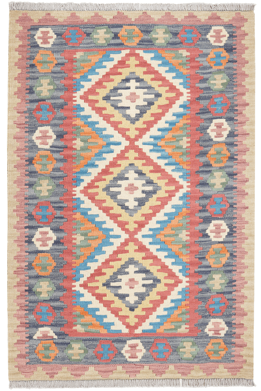 Kelim Gashgai — Handmade, 101x152 cm, Blue, 100% Virgin Wool | Main view