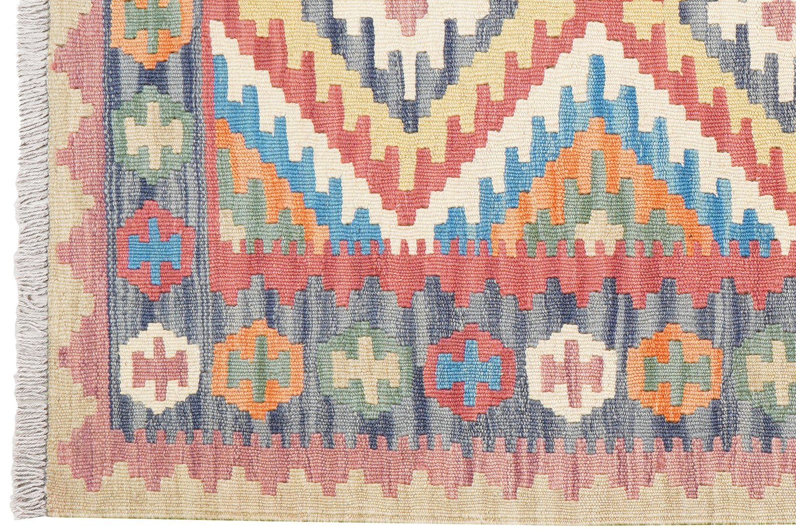 Kelim Gashgai — Handmade, 101x152 cm, Blue, 100% Virgin Wool | View 3
