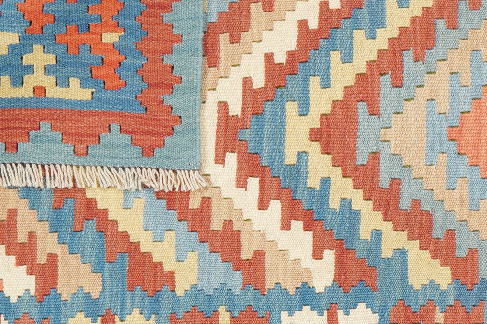 Kelim Gashgai — Handmade, 88x194 cm, Blue, 100% Virgin Wool | View 6