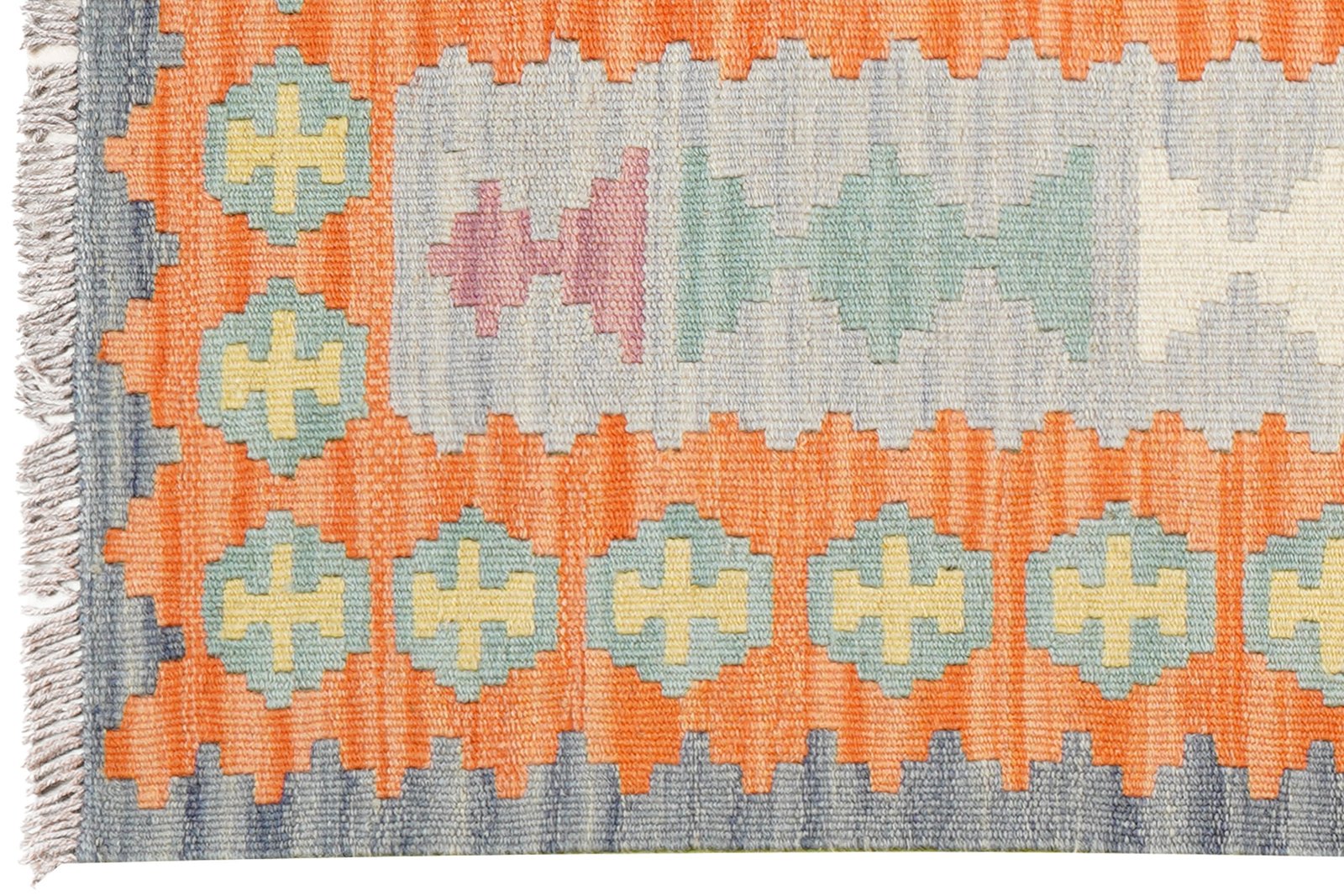 Kelim Gashgai — Handmade, 58x194 cm, Grey, 100% Virgin Wool | View 3