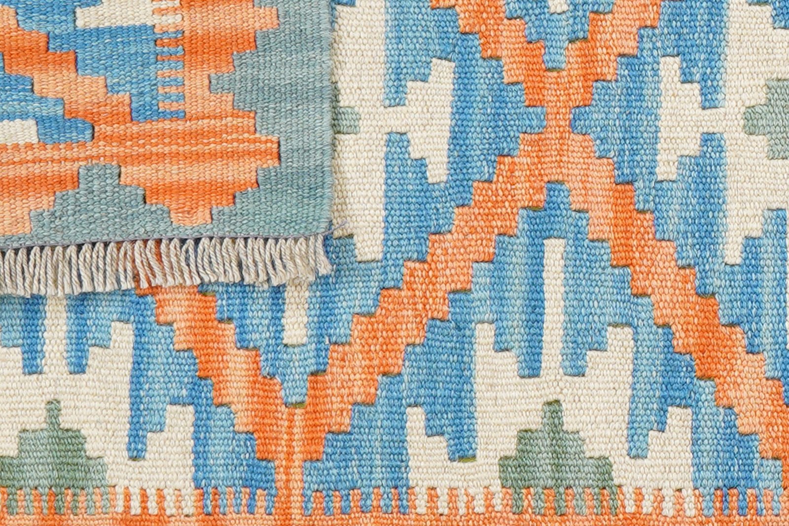 Kelim Gashgai — Handmade, 63x191 cm, Blue, 100% Virgin Wool | View 6