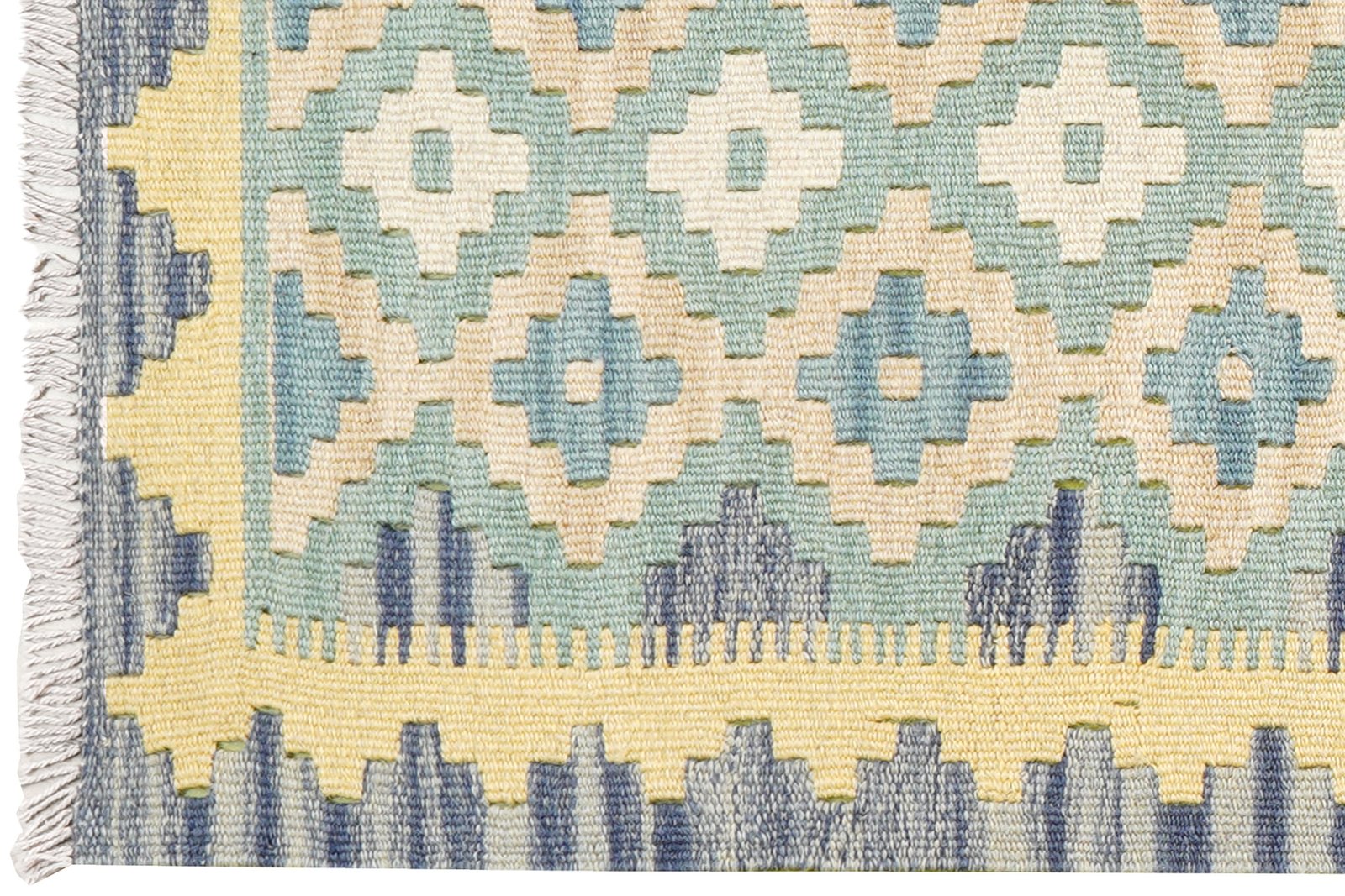Kelim Gashgai — Handmade, 59x187 cm, Green, 100% Virgin Wool | View 3