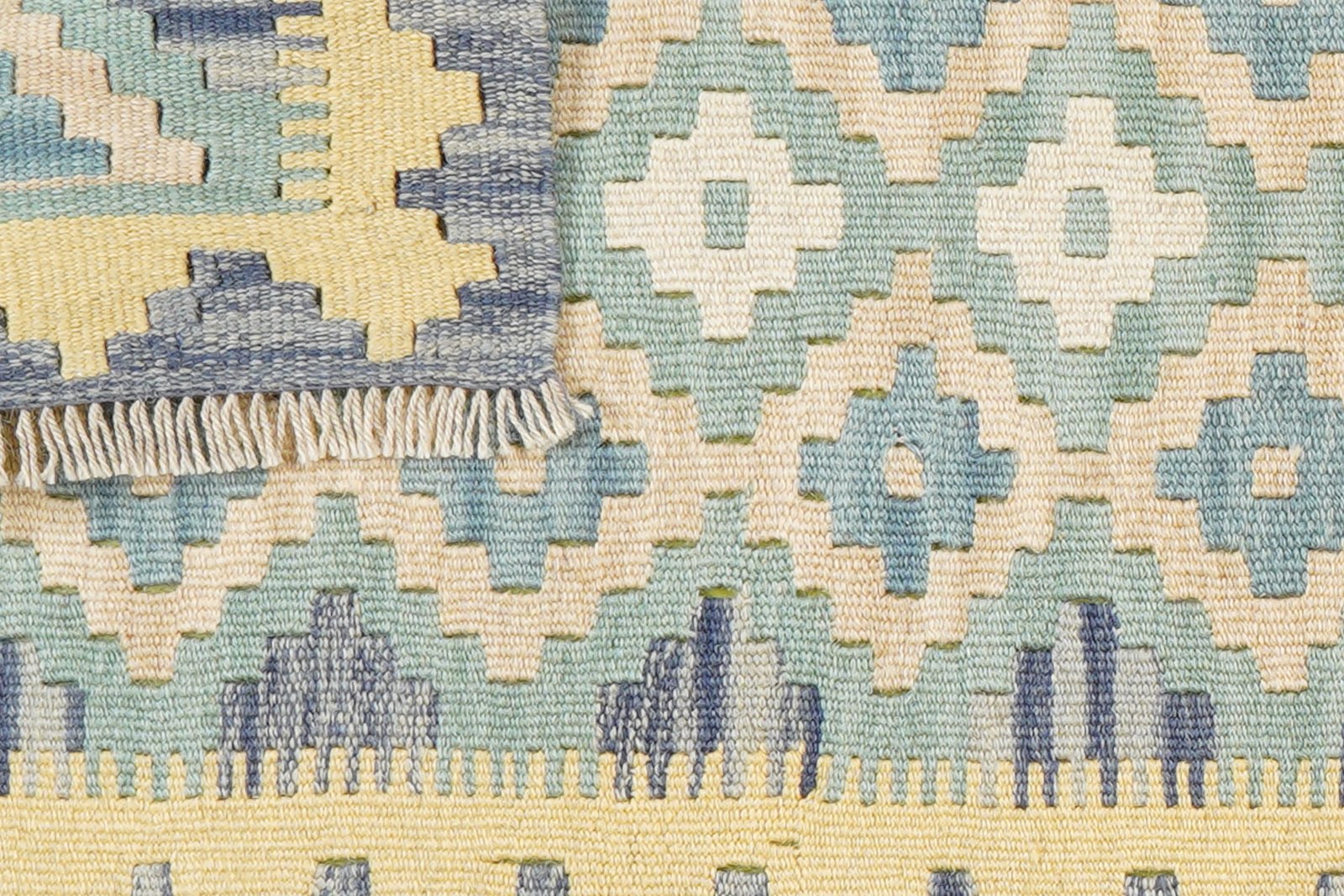 Kelim Gashgai — Handmade, 59x187 cm, Green, 100% Virgin Wool | View 6