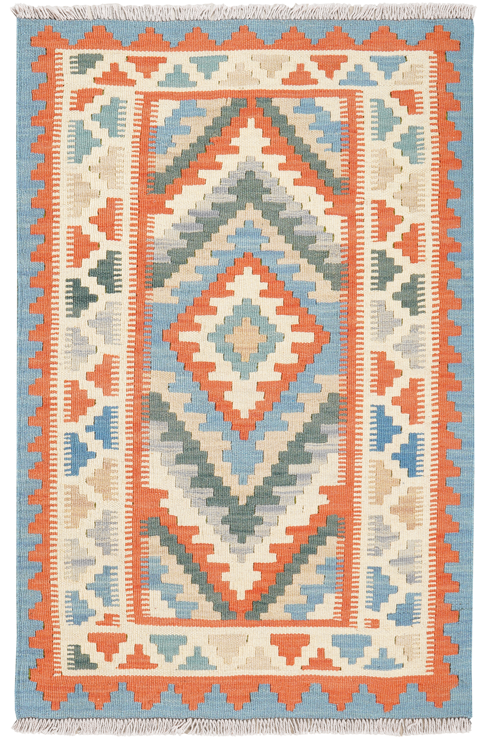 Kelim Gashgai — Handgefertigt, 123x81 cm, Beige, 100% Virgin Wool | Main view