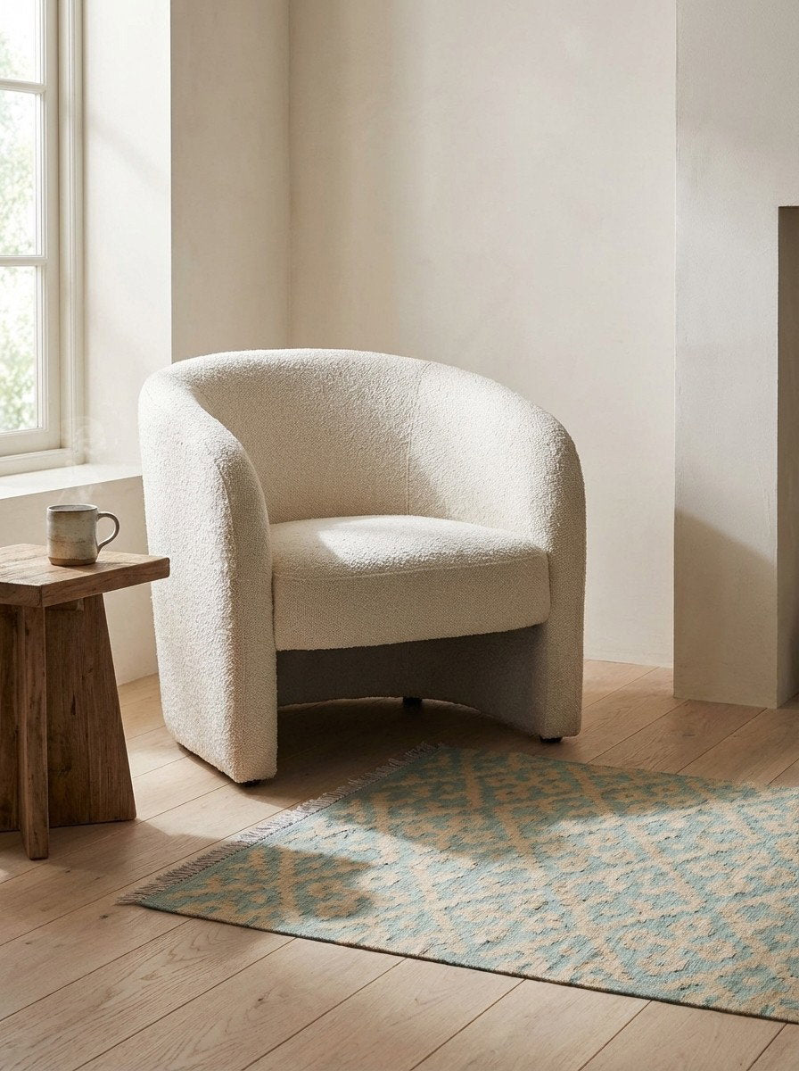 Kelim Gashgai — Handgefertigt, 150x100 cm, Beige, 100% Virgin Wool | Detail view