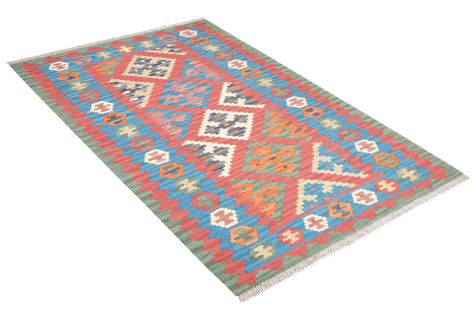 Kelim Gashgai — Handmade, 101x155 cm, Red, 100% Virgin Wool | View 4