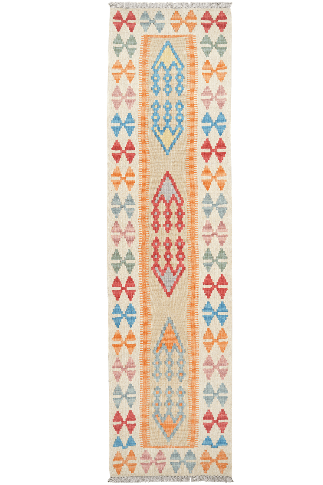 Kelim Gashgai — Handmade, 63x244 cm, Beige, 100% Virgin Wool | Main view