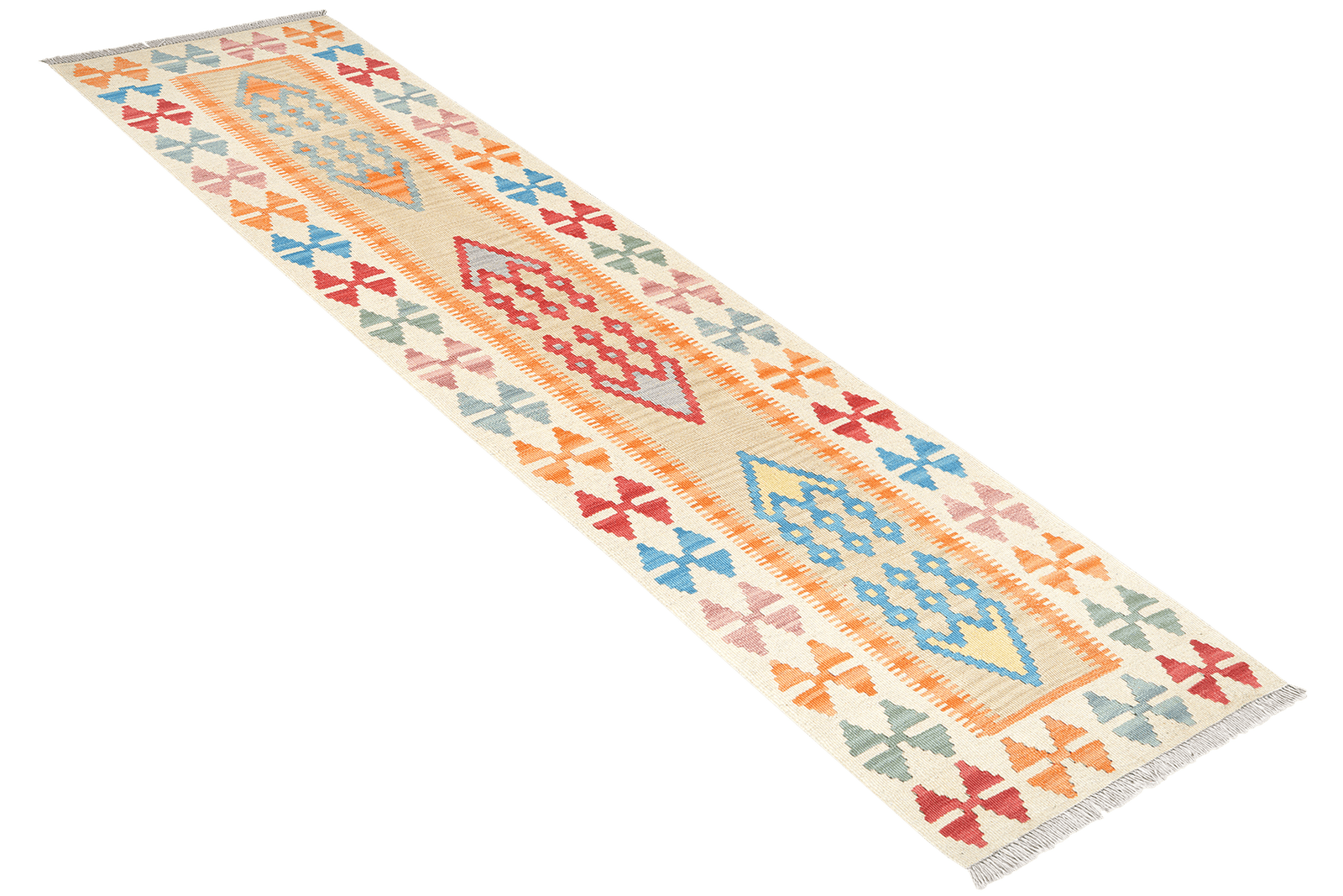 Kelim Gashgai — Handmade, 63x244 cm, Beige, 100% Virgin Wool | View 4
