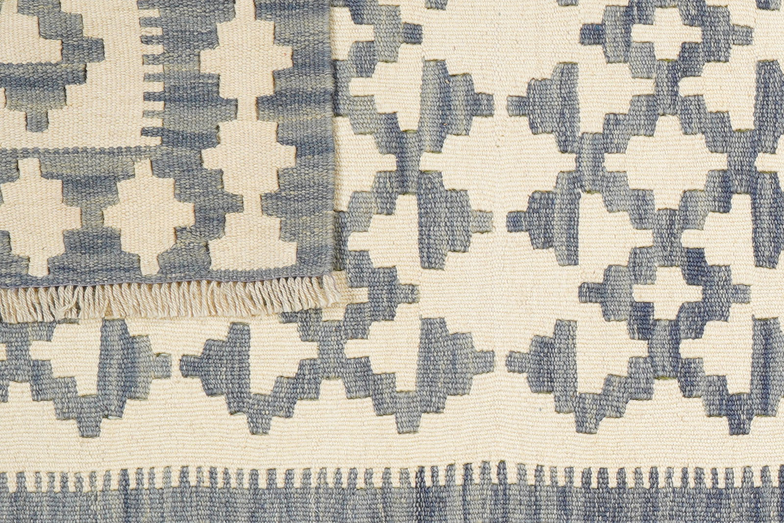 Kelim Gashgai — Handgefertigt, 256x85 cm, Grau, 100% Virgin Wool | View 7