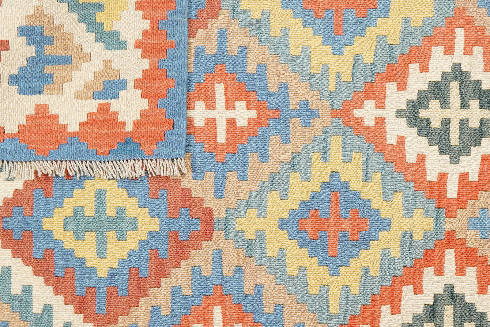 Kelim Gashgai — Handgefertigt, 192x151 cm, Beige, 100% Virgin Wool | View 7
