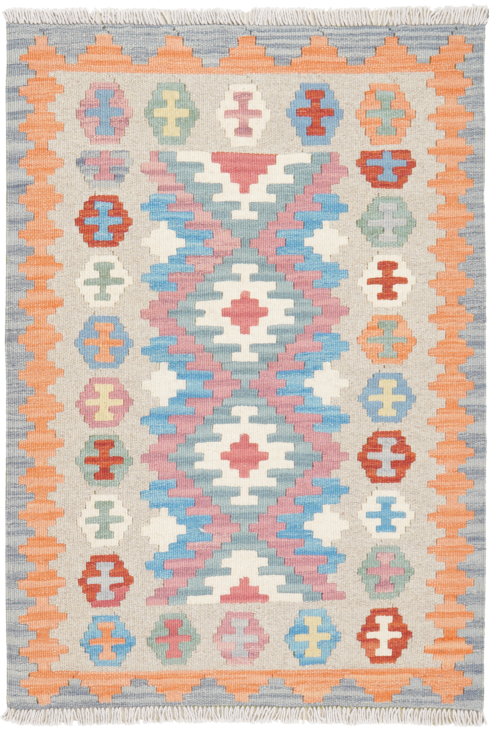 Kelim Gashgai — Handgefertigt, 115x80 cm, Orange, 100% Virgin Wool | Main view
