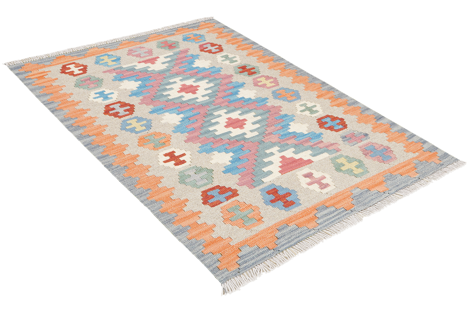 Kelim Gashgai — Handgefertigt, 115x80 cm, Orange, 100% Virgin Wool | View 5