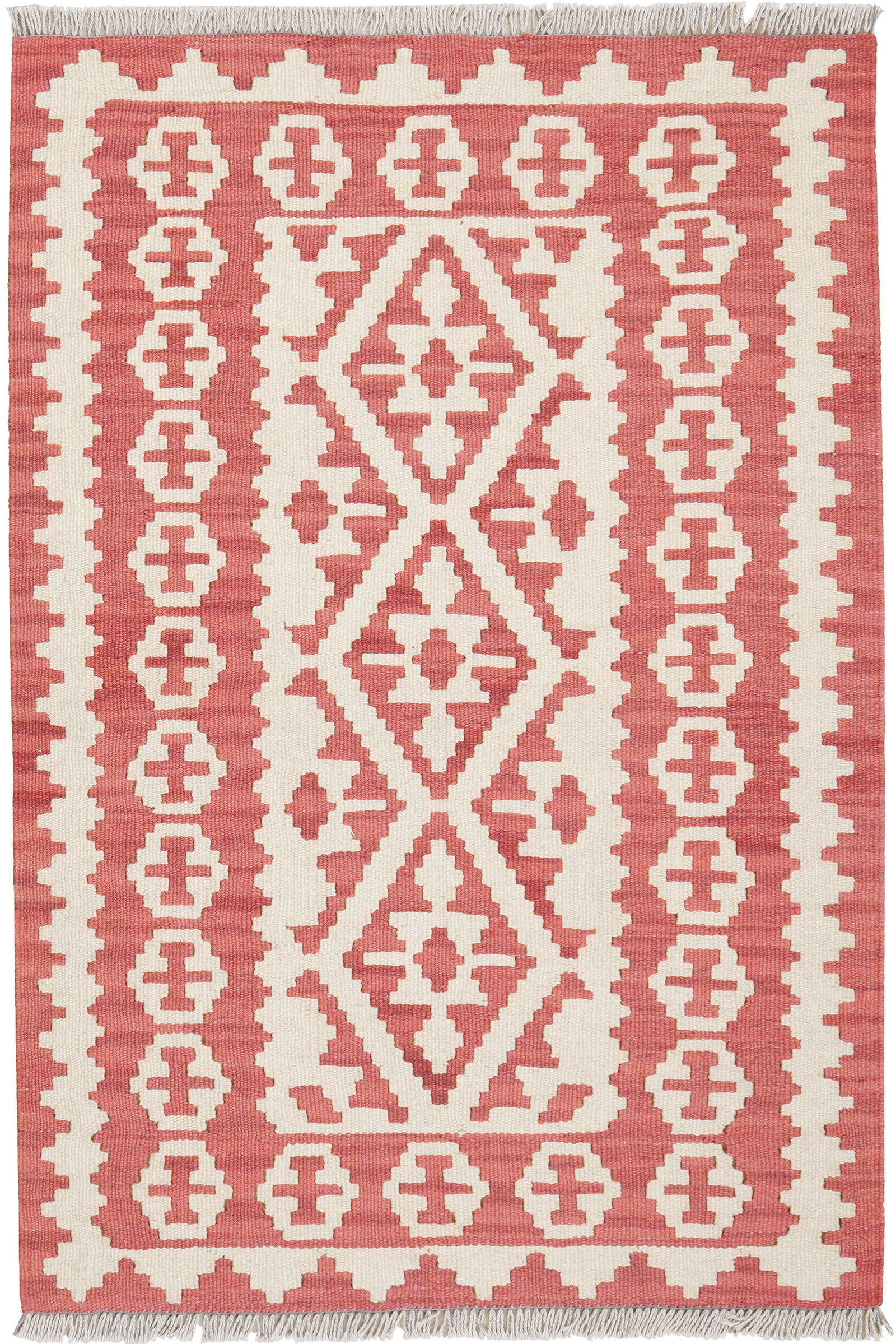Kelim Gashgai — Handgefertigt, 124x84 cm, Beige, 100% Virgin Wool | Main view