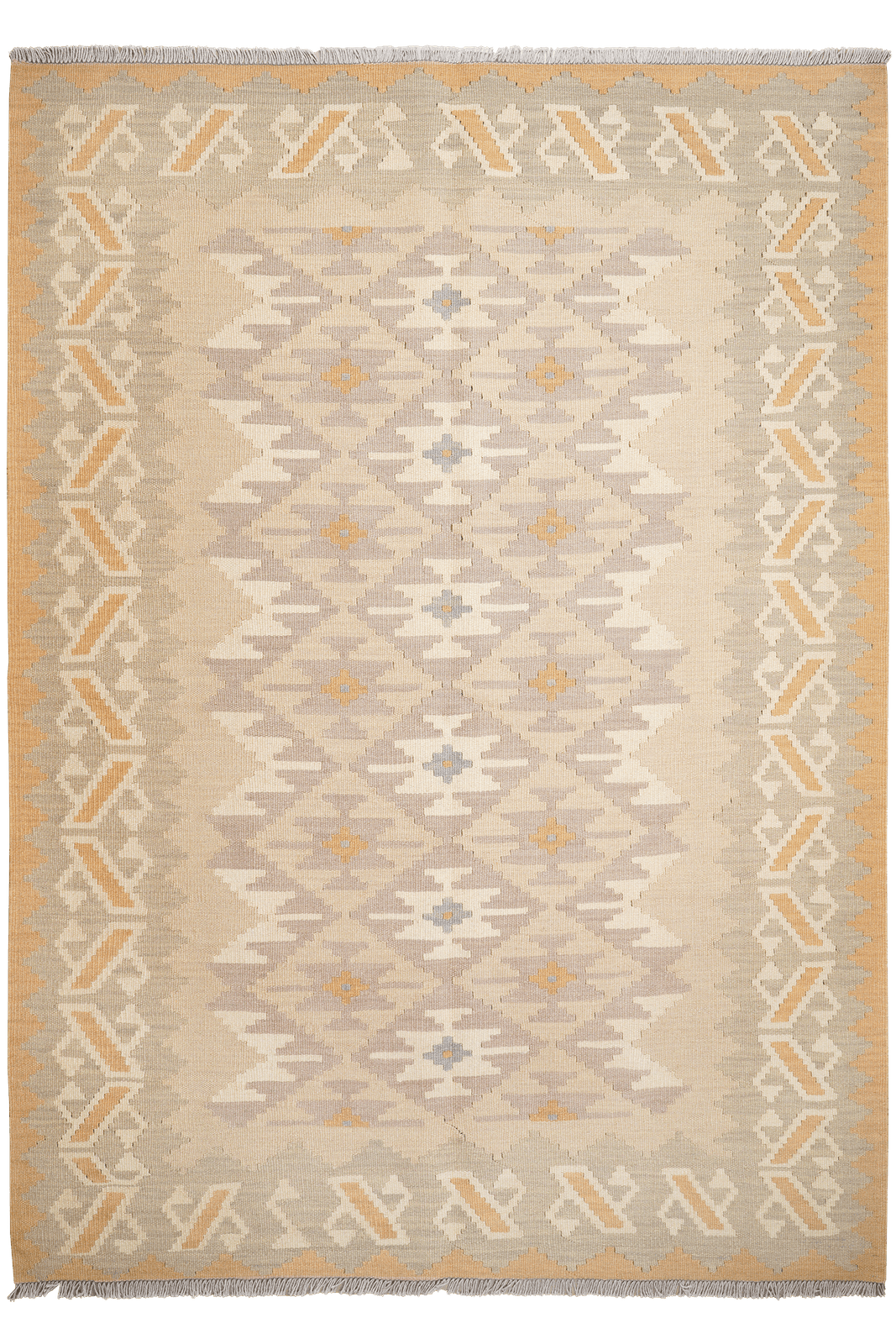 Kelim Gashgai — Handmade, 172x240 cm, Beige, 100% Virgin Wool | Main view