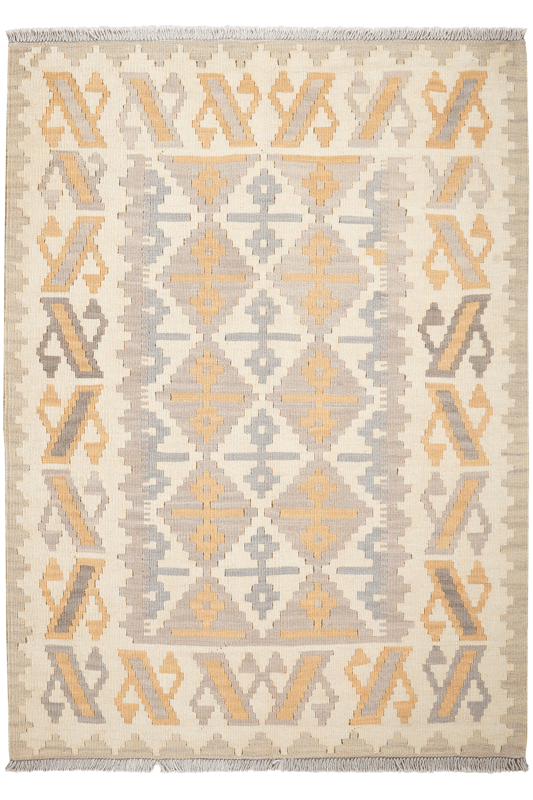 Kelim Gashgai — Handmade, 125x175 cm, Beige, 100% Virgin Wool | Main view