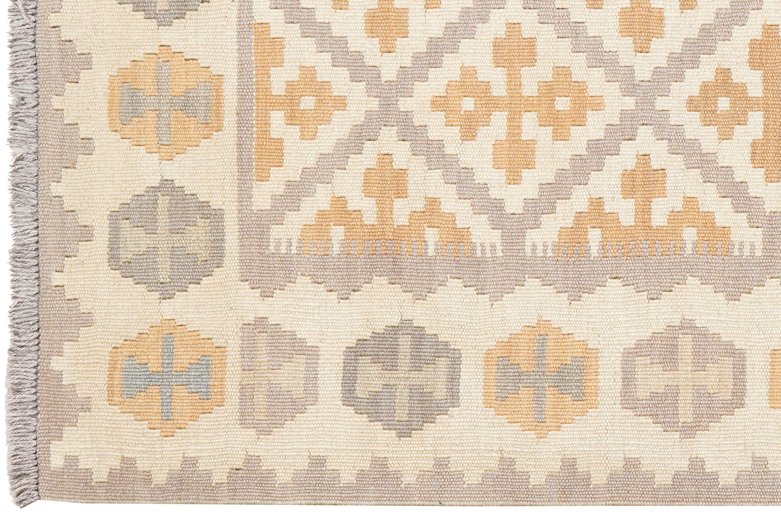 Kelim Gashgai — Handmade, 105x148 cm, Grey, 100% Virgin Wool | View 3