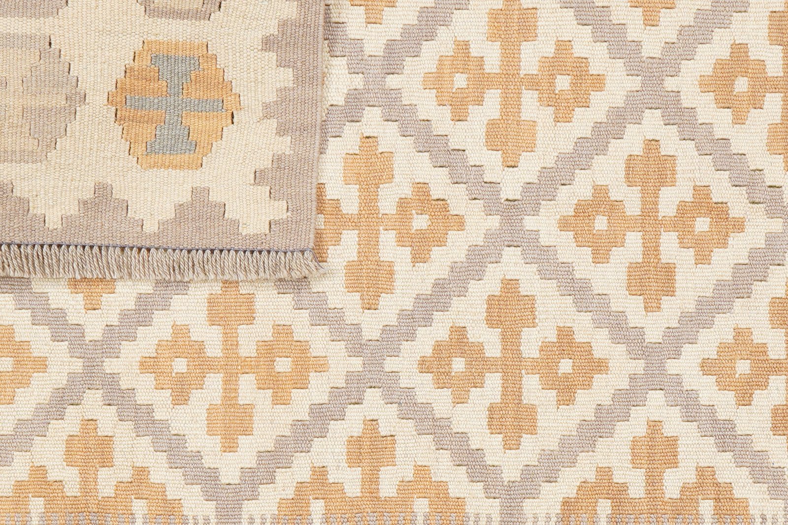 Kelim Gashgai — Handmade, 105x148 cm, Grey, 100% Virgin Wool | View 6