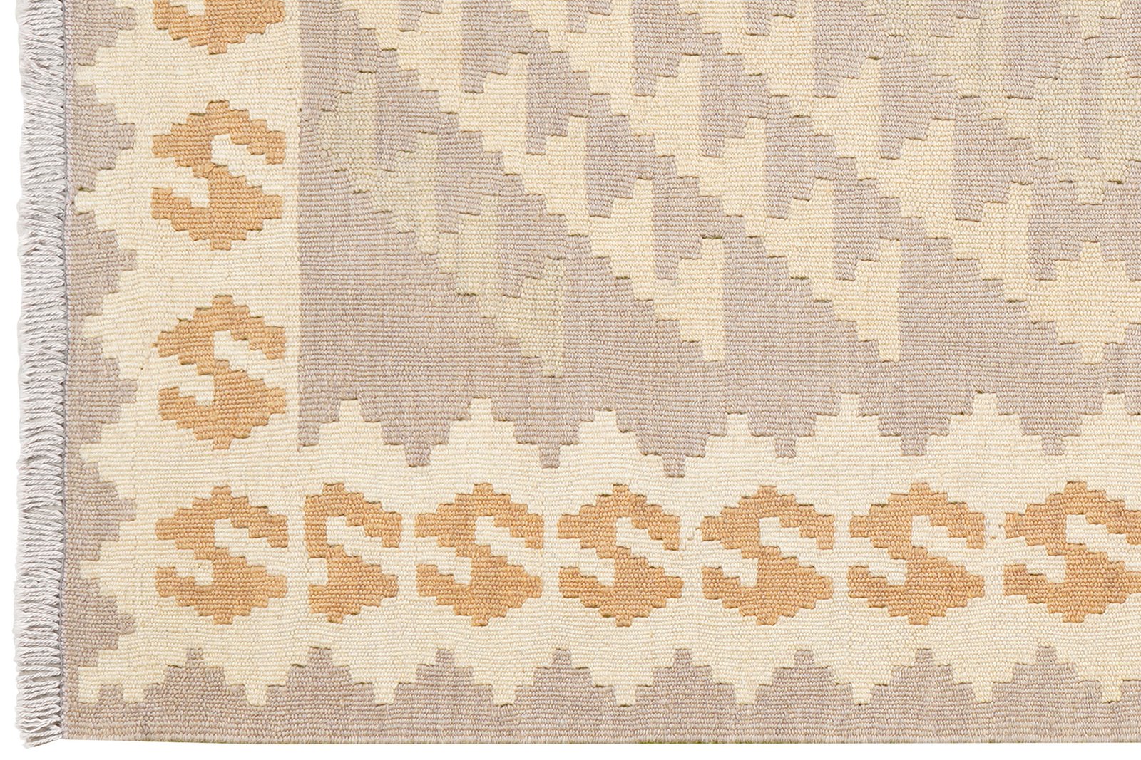 Kelim Gashgai — Handmade, 104x147 cm, Grey, 100% Virgin Wool | View 3