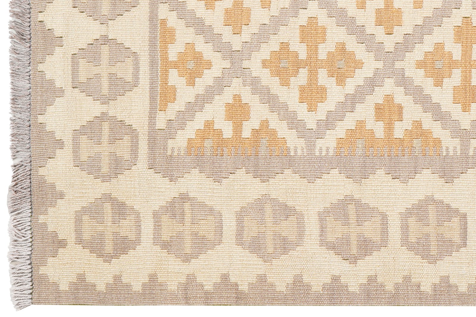 Kelim Gashgai — Handmade, 105x143 cm, Grey, 100% Virgin Wool | View 3