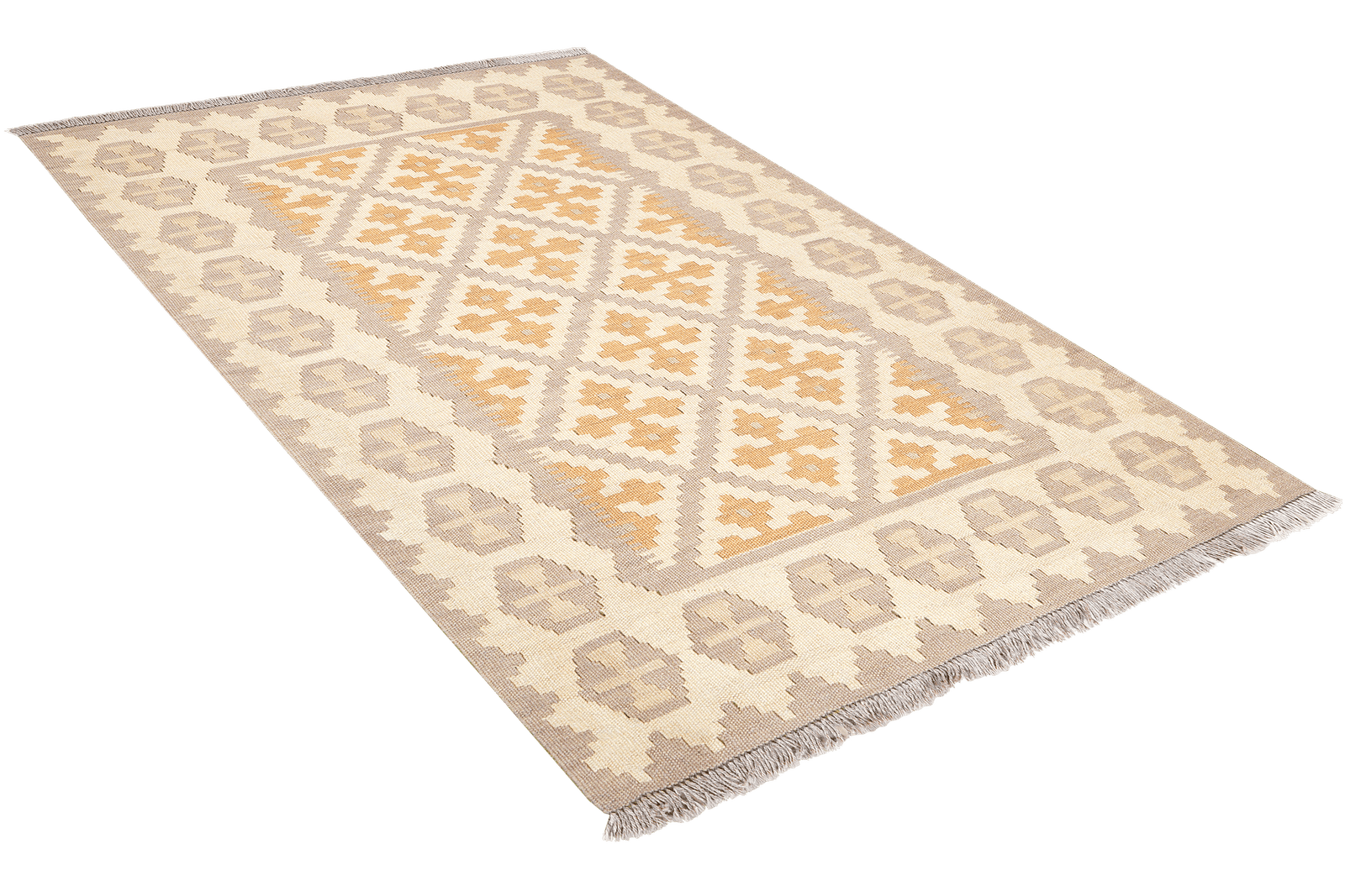 Kelim Gashgai — Handmade, 105x143 cm, Grey, 100% Virgin Wool | View 4