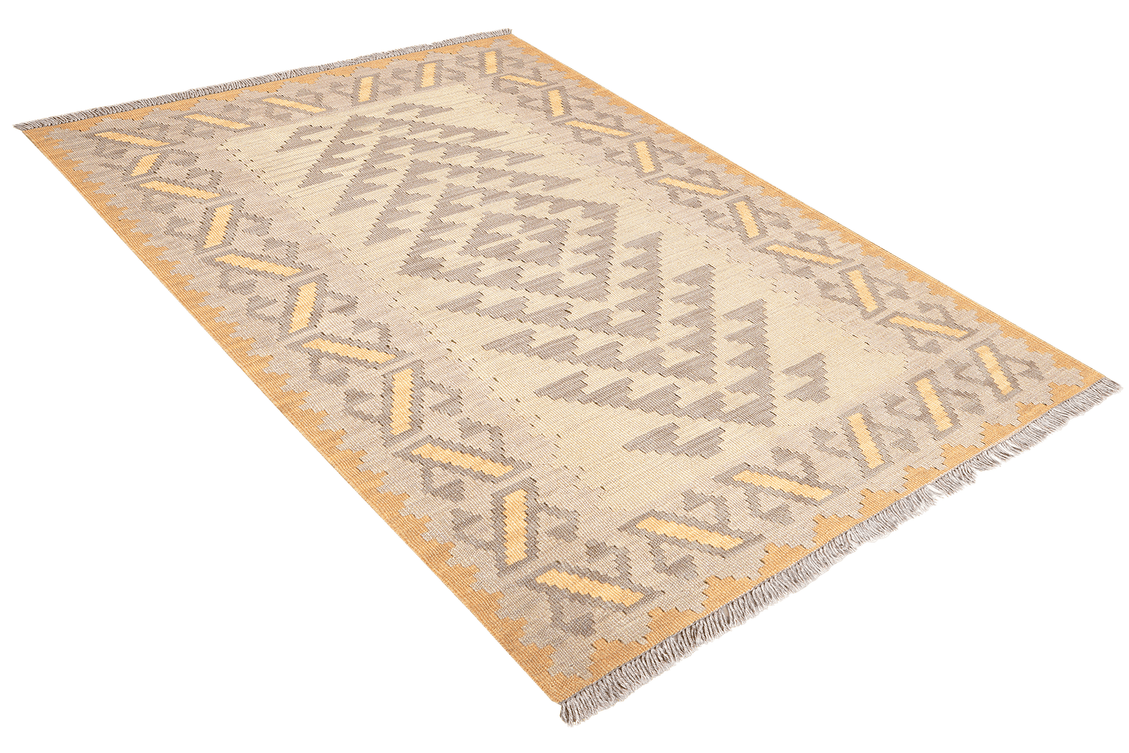 Kelim Gashgai — Handmade, 103x152 cm, Grey, 100% Virgin Wool | View 4