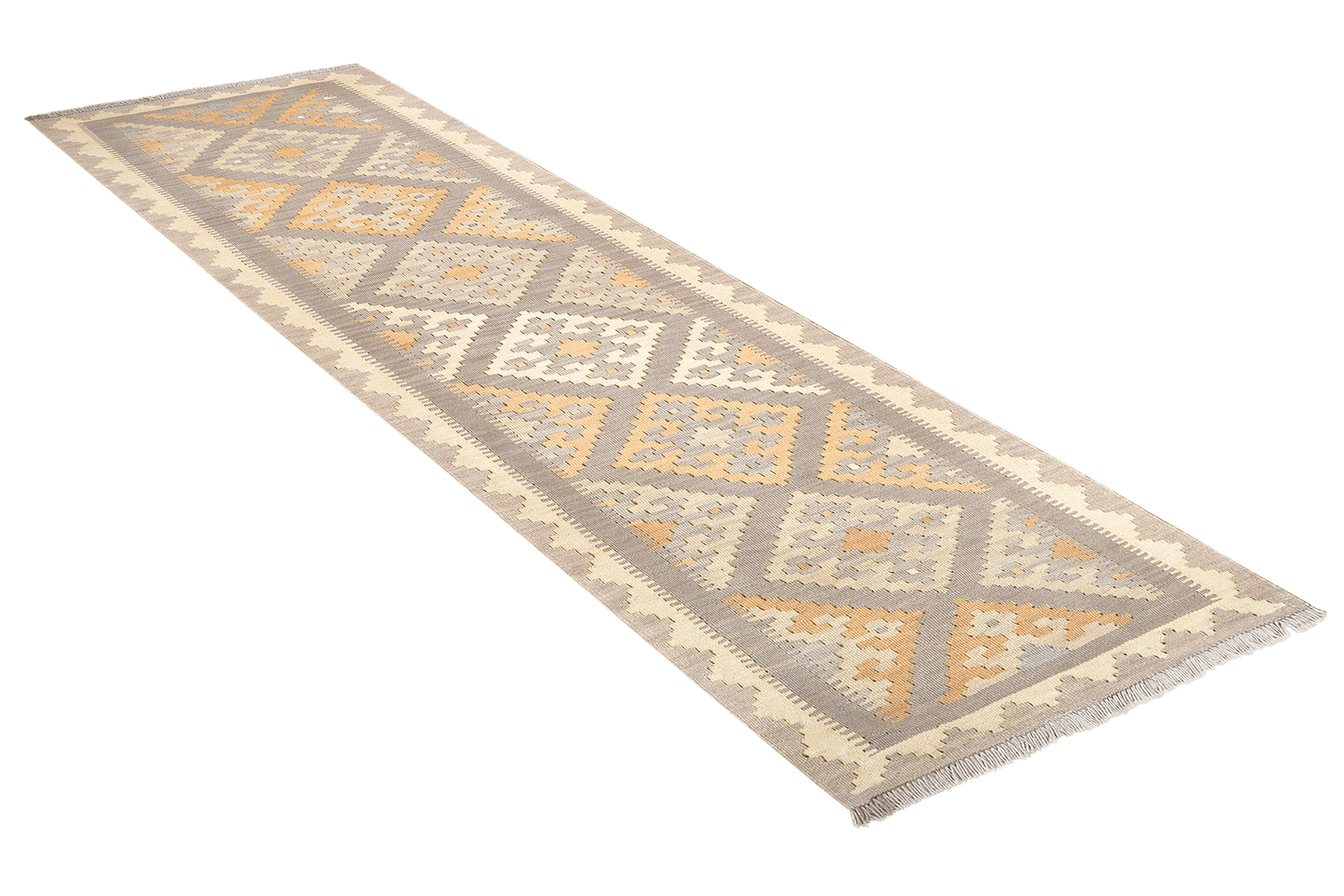 Kelim Gashgai — Handmade, 81x239 cm, Grey, 100% Virgin Wool | View 4