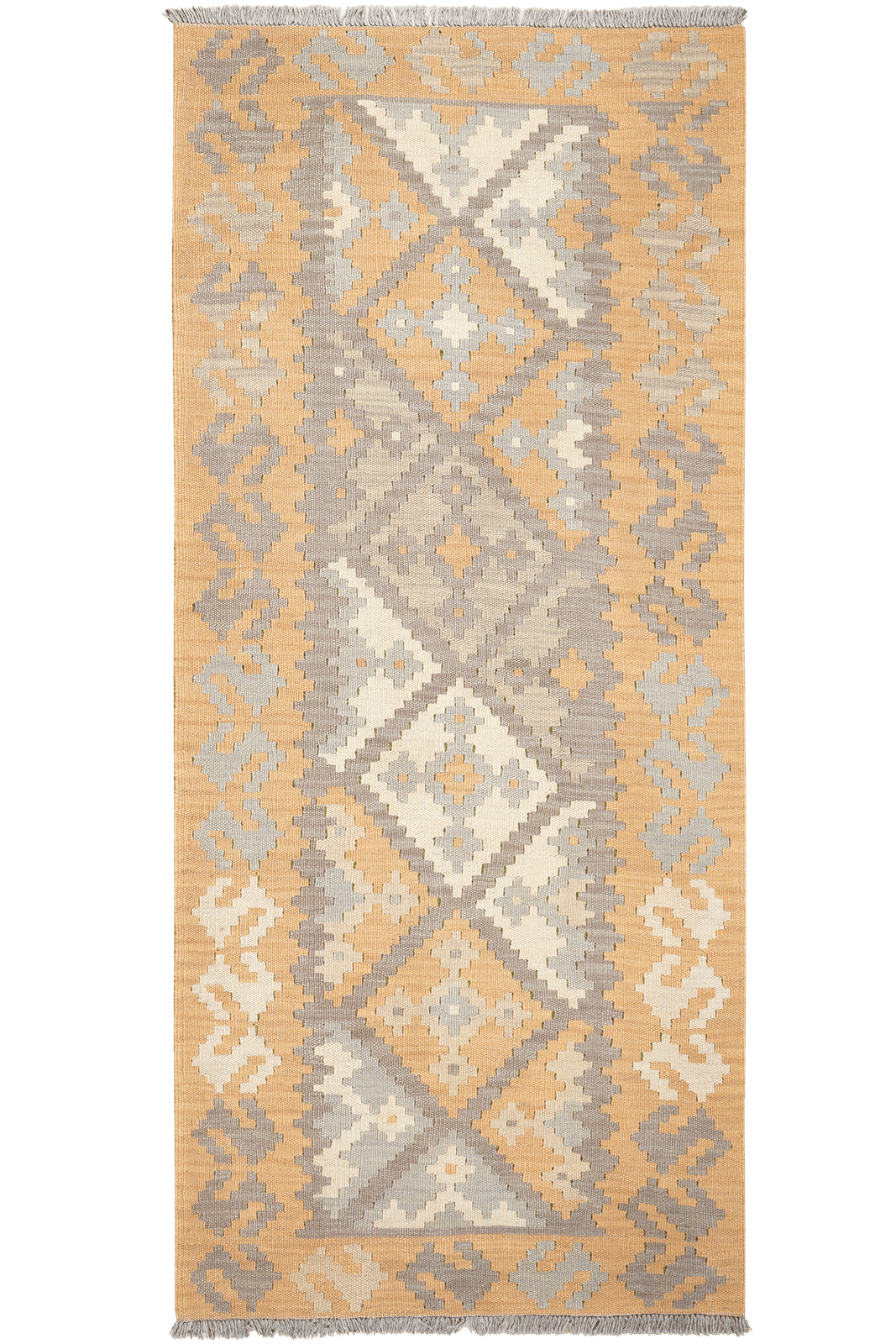 Kelim Gashgai — Handmade, 85x194 cm, Grey, 100% Virgin Wool | Main view