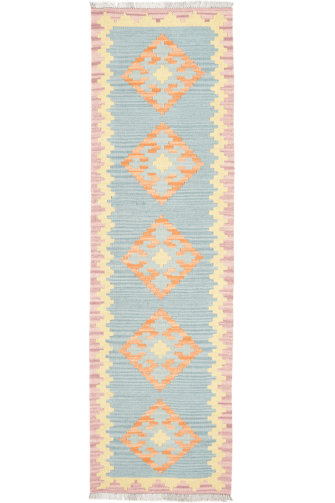 Kelim Gashgai — Handmade, 57x194 cm, Blue, 100% Virgin Wool | Main view