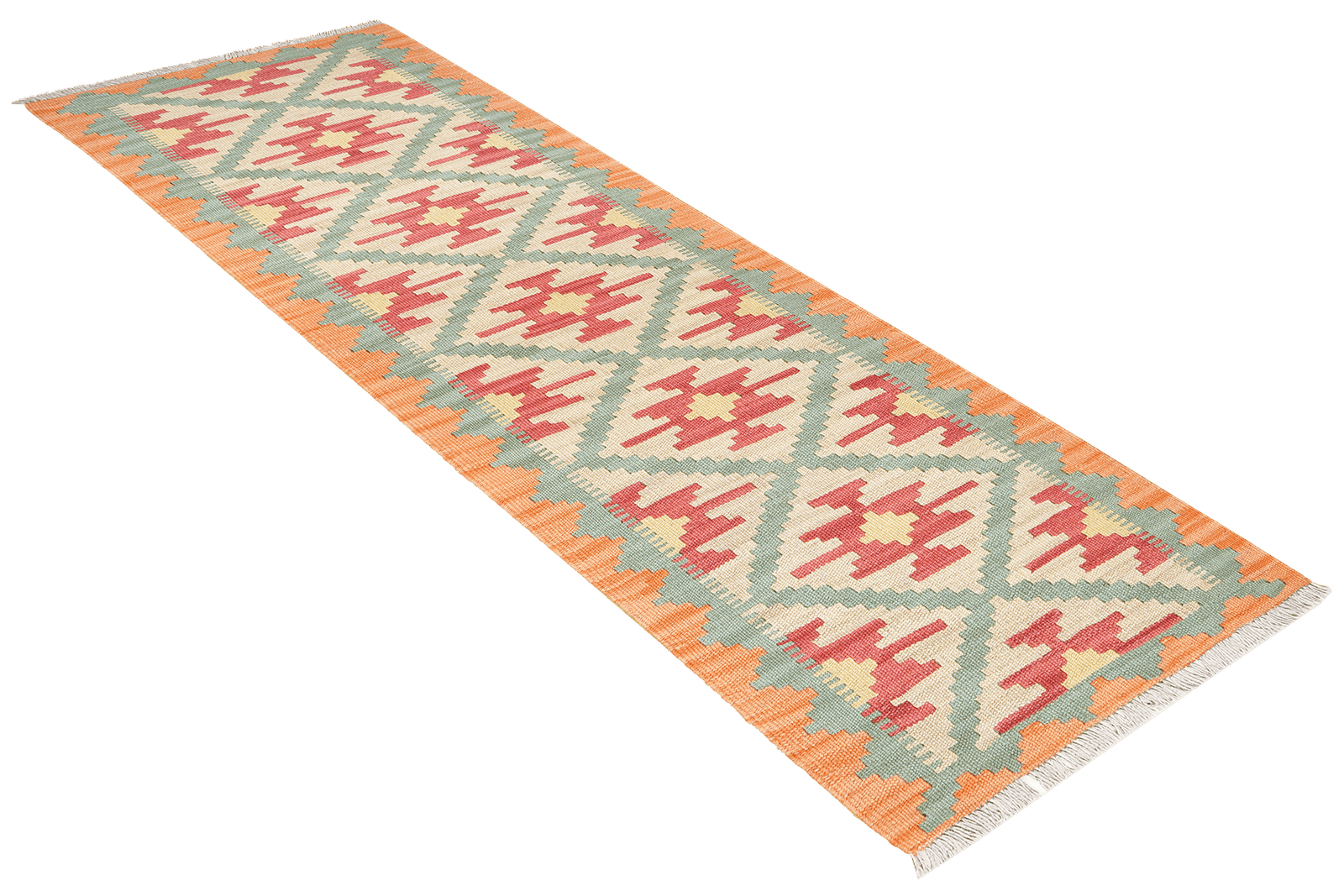 Kelim Gashgai — Handmade, 63x201 cm, Beige, 100% Virgin Wool | View 4