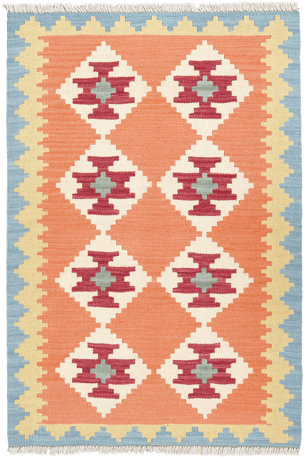 Kelim Gashgai — Handmade, 81x122 cm, Orange, 100% Virgin Wool | Main view
