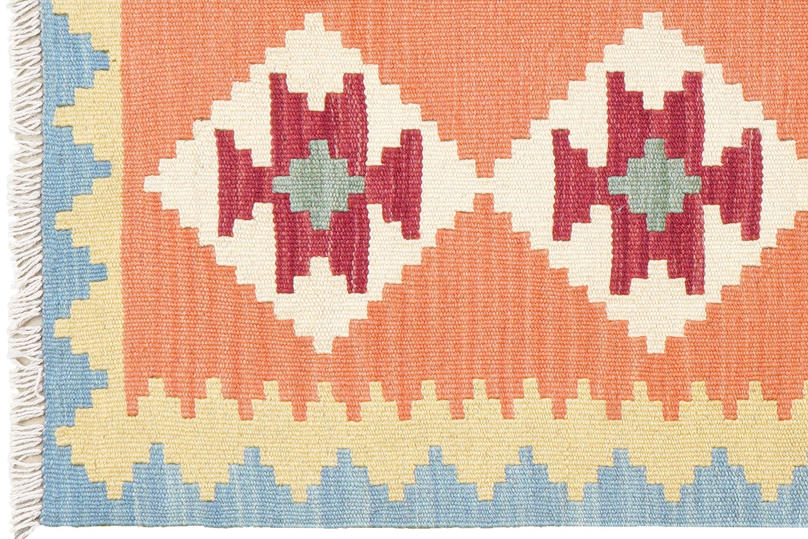 Kelim Gashgai — Handmade, 81x122 cm, Orange, 100% Virgin Wool | View 3