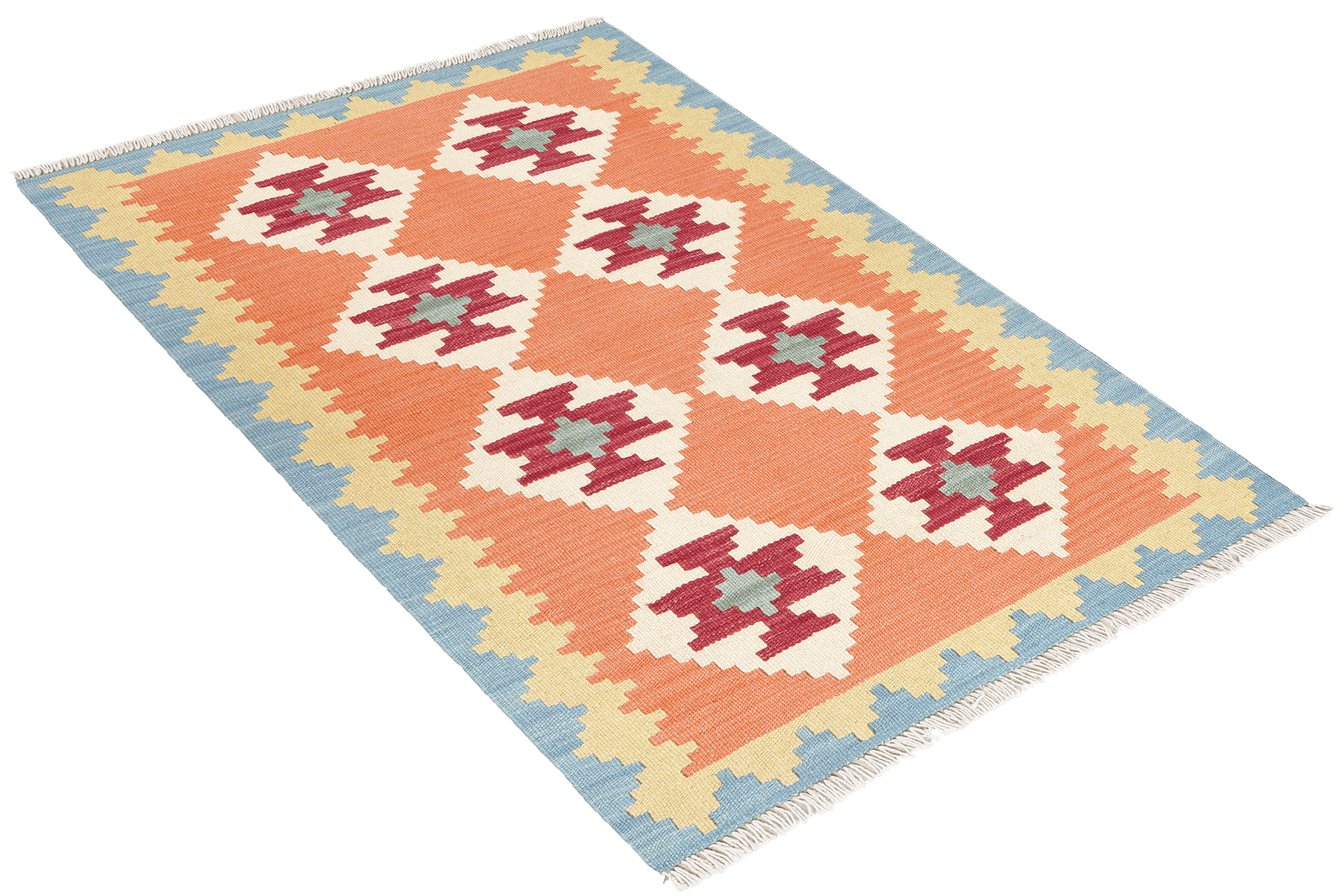 Kelim Gashgai — Handmade, 81x122 cm, Orange, 100% Virgin Wool | View 4