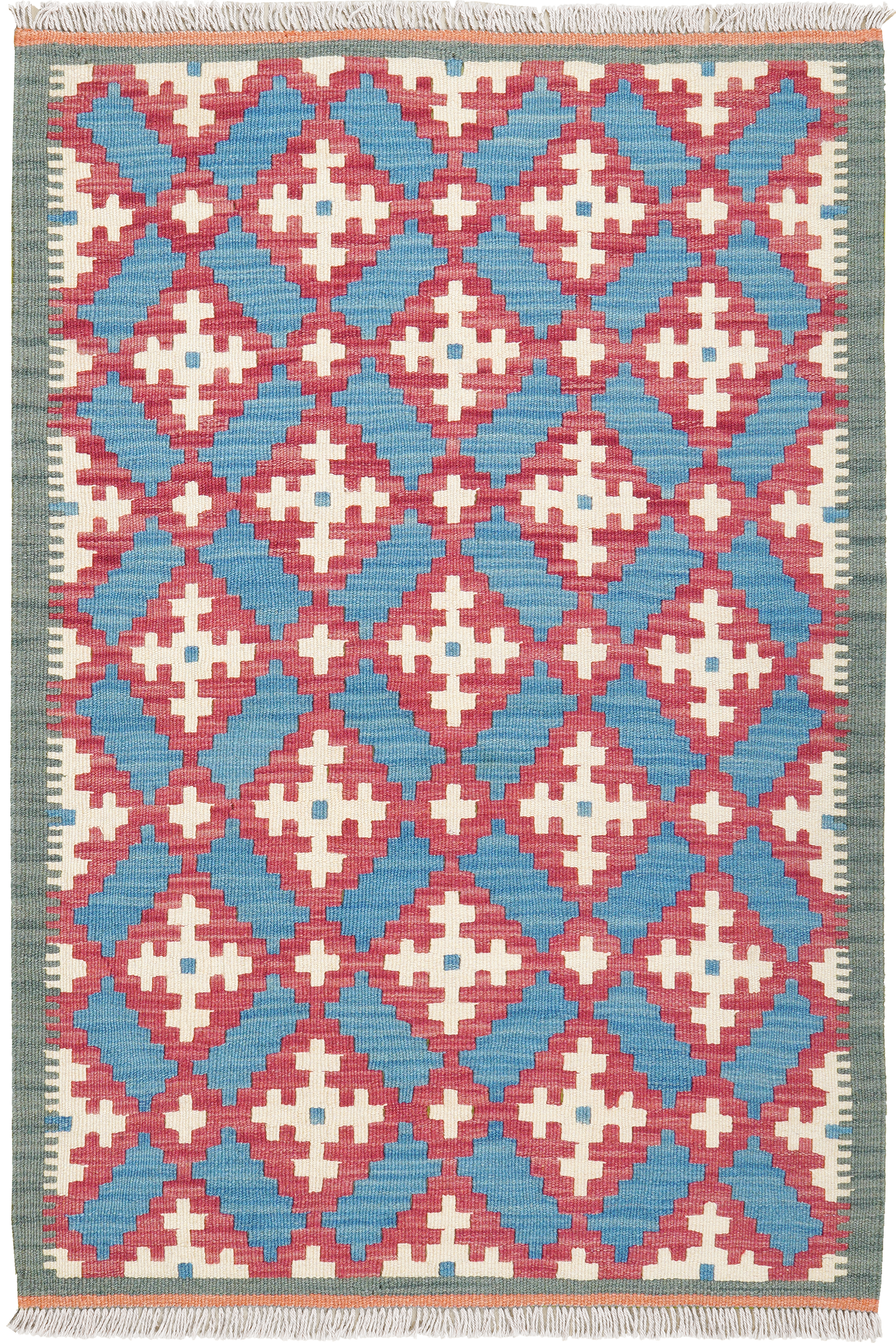 Kelim Gashgai — Handgefertigt, 128x85 cm, Grün, 100% Virgin Wool | Main view