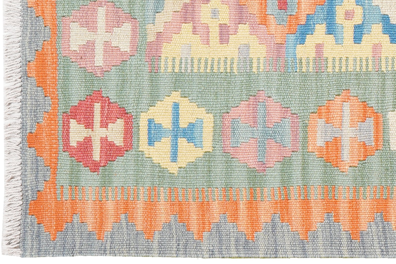 Kelim Gashgai — Handmade, 84x207 cm, Blue, 100% Virgin Wool | View 3