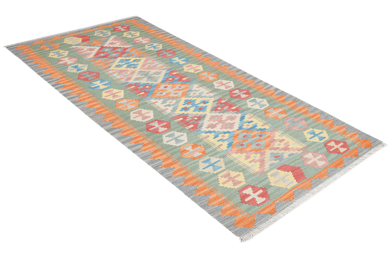 Kelim Gashgai — Handmade, 84x207 cm, Blue, 100% Virgin Wool | View 4