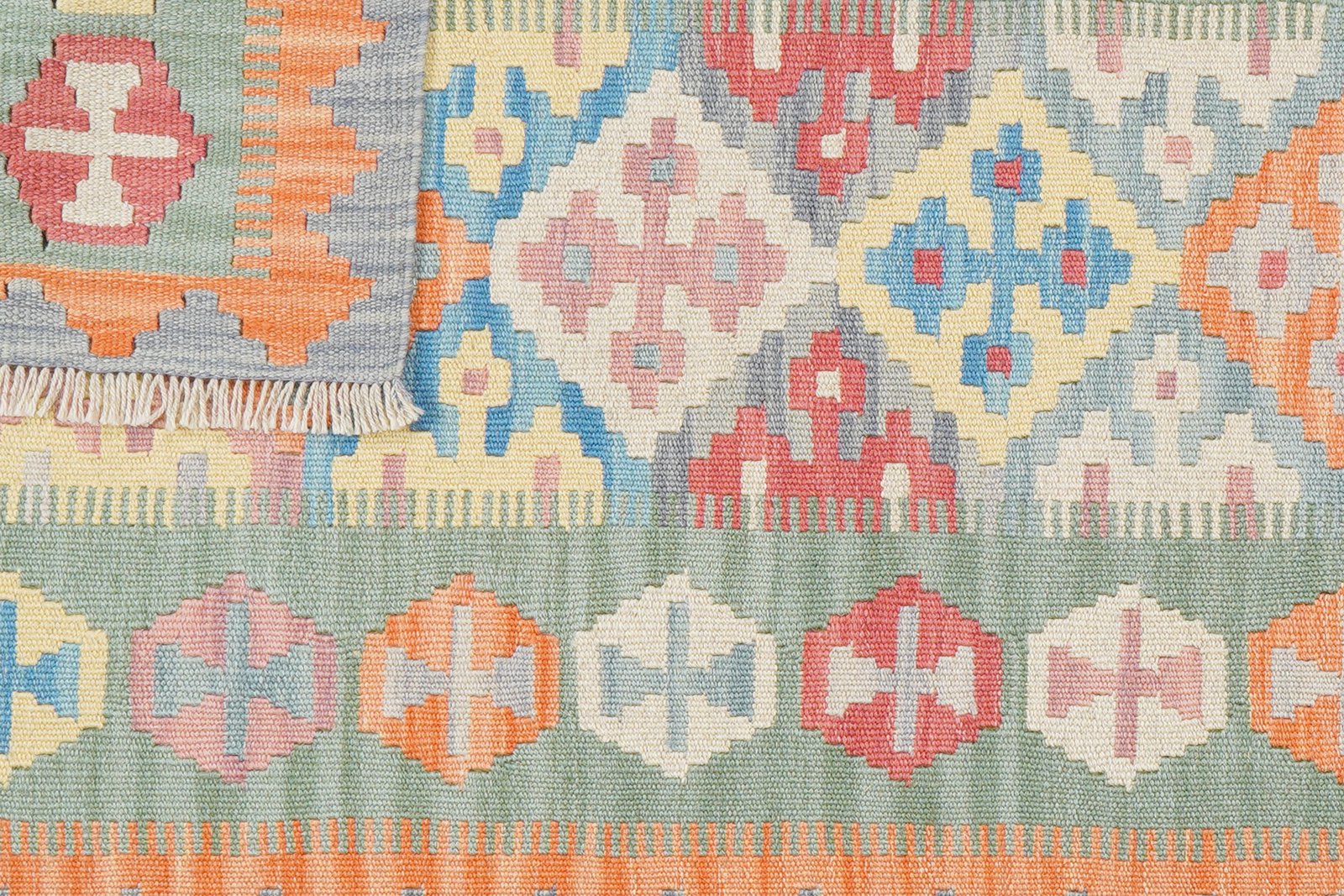 Kelim Gashgai — Handmade, 84x207 cm, Blue, 100% Virgin Wool | View 6