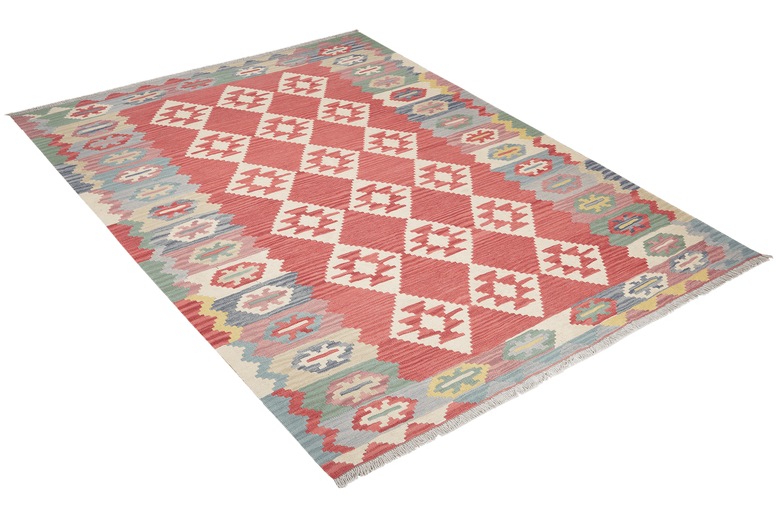 Kelim Gashgai — Handmade, 178x233 cm, Red, 100% Virgin Wool | View 4