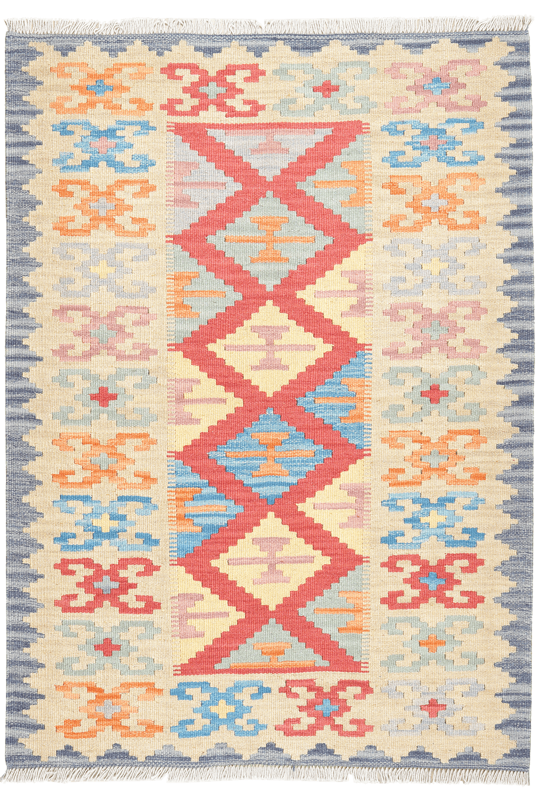 Kelim Gashgai — Handmade, 101x145 cm, Red, 100% Virgin Wool | Main view