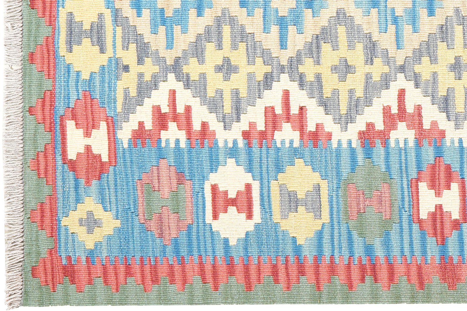 Kelim Gashgai — Handmade, 104x154 cm, Beige, 100% Virgin Wool | View 3