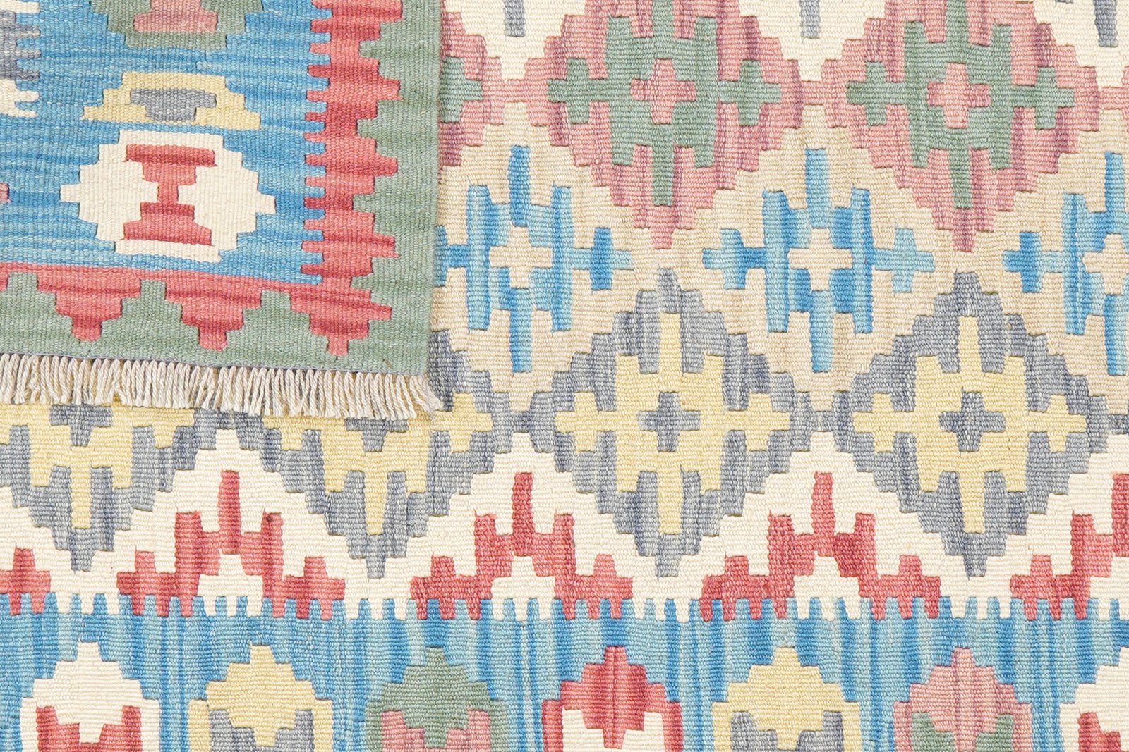 Kelim Gashgai — Handmade, 104x154 cm, Beige, 100% Virgin Wool | View 6