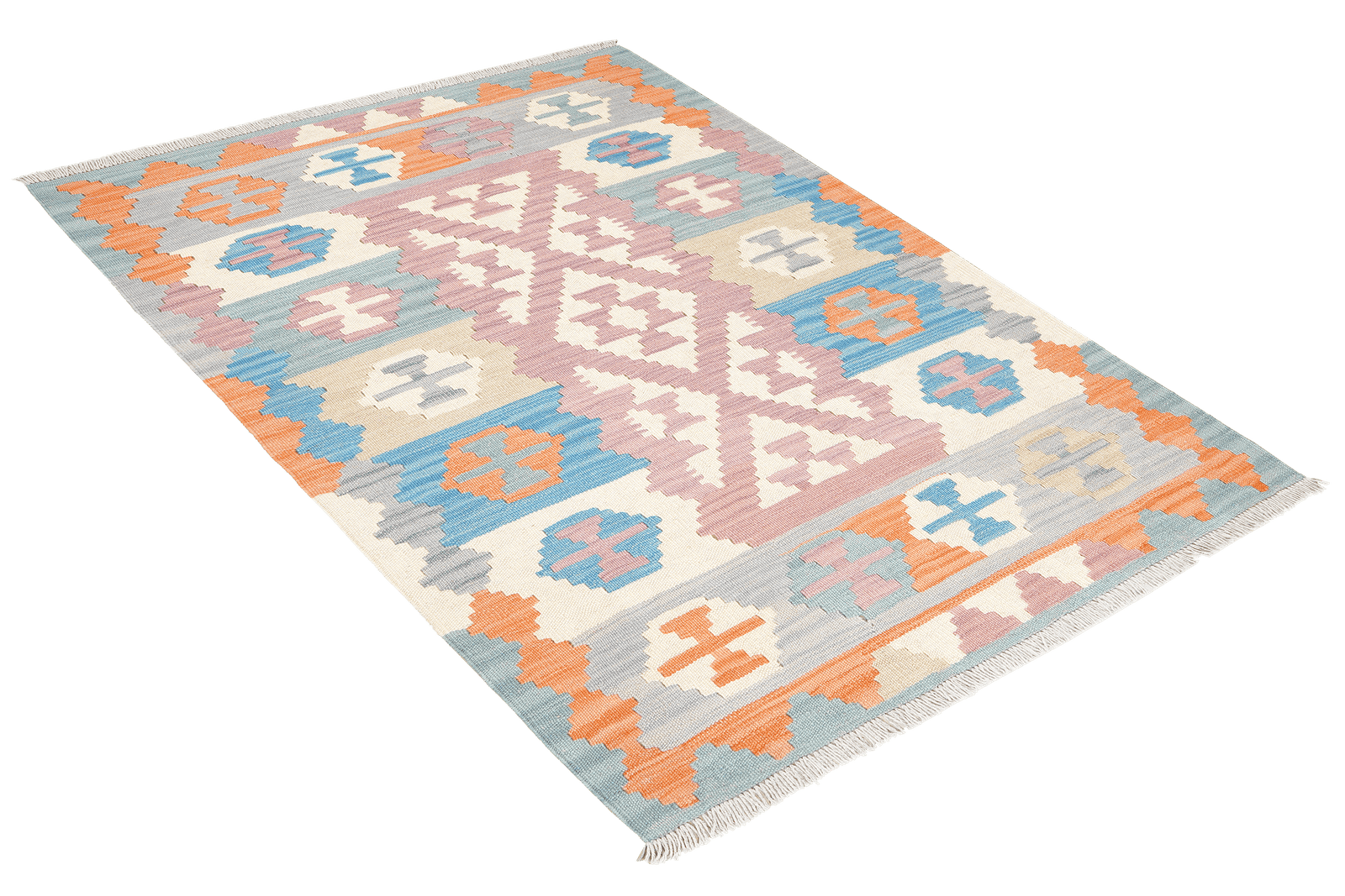 Kelim Gashgai — Handmade, 105x152 cm, Pink, 100% Virgin Wool | View 4